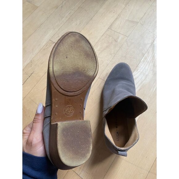 LUCKY Brand "Bebhina" waterproof Bootie Women Size 7 NEW block heel gray - Picture 7 of 8